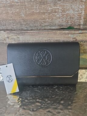 Christian Lacroix Black Clutch with Gold Trim